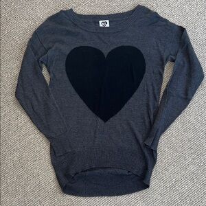 ML Gray Sweater with Black Heart Design